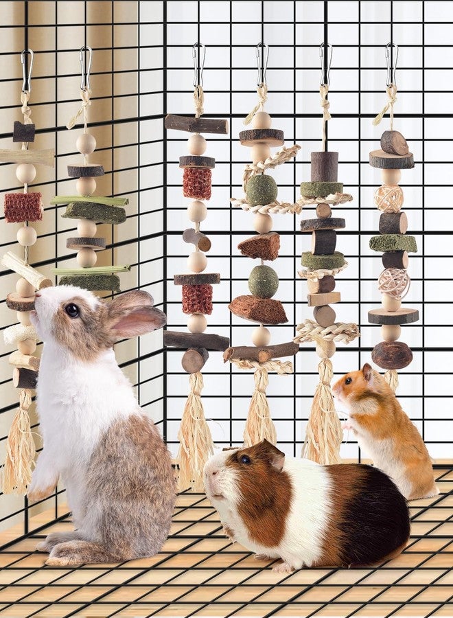 DBNESS 6PCS Bunny Chew Toys, Hamster Rabbit Cage Hanging Chew Toys, Natural Apple Wood Bunnies Treats, Improve Small Animal Teeth Health for Guinea Pig Chinchilla Ferret Rats Gerbil - Image 4